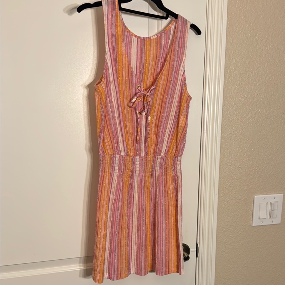 Striped Pink and Orange Sleeveless Dress